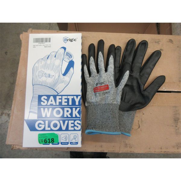 10 New Pairs of XXL Brigic Work Gloves- Rubber Palm