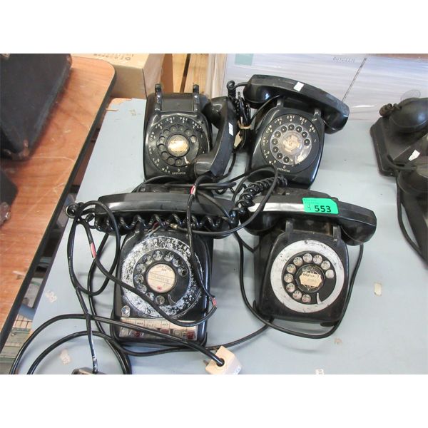 4 Vintage Black Rotary Dial Desk Phones