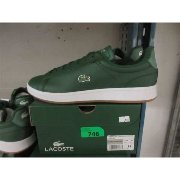 New Men's Lacoste Carnaby Pro Green Leather Shoes 