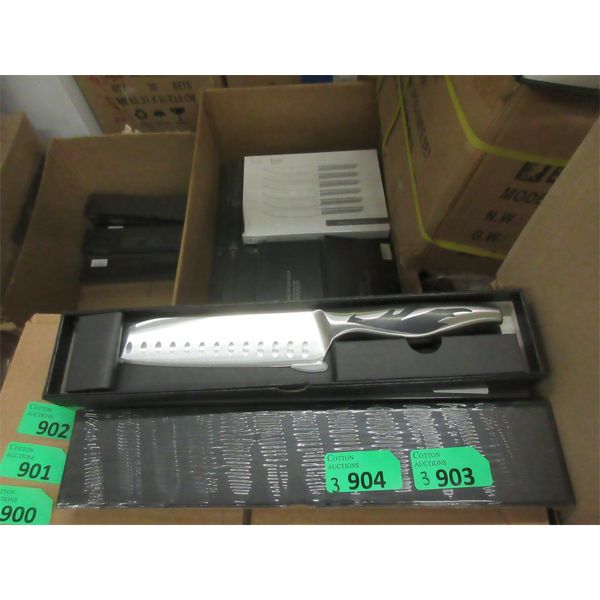 3 New Becokay Metal Handled  7" Santoku Knives