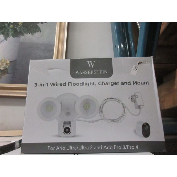 3-in-1 Wired Floodlight, Charger & Mount