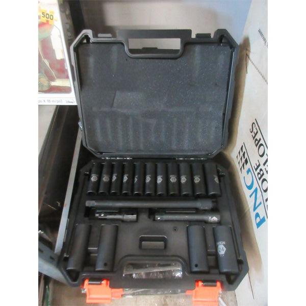 New 1/2" Deep Drive Impact Socket Set w/ Extension Bar
