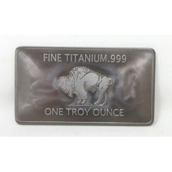 1 Oz .999 Fine Titanium Buffalo Motif Bar 