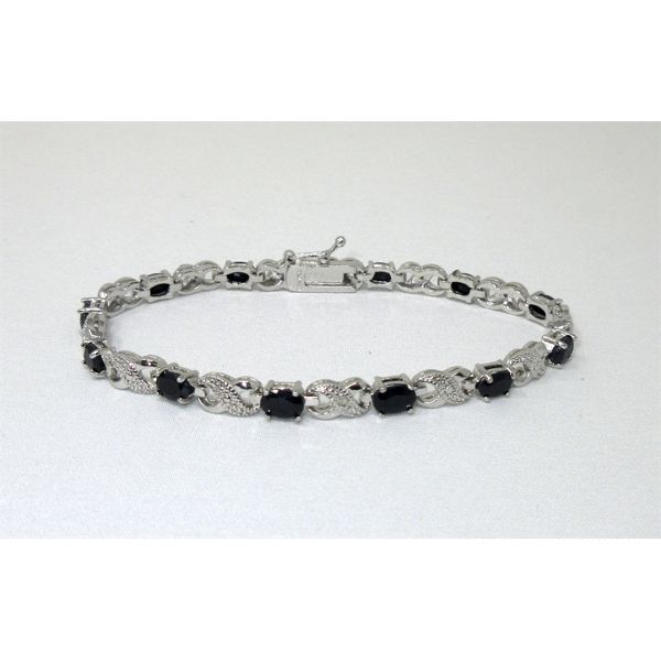 7.8 CTW Blue Sapphire and Diamond Tennis Bracelet