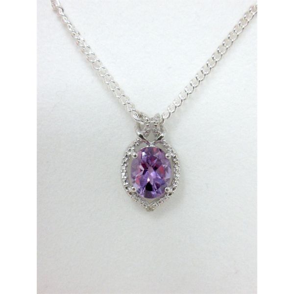 1.75 CT Amethyst & Diamond Sterling Silver Pendant