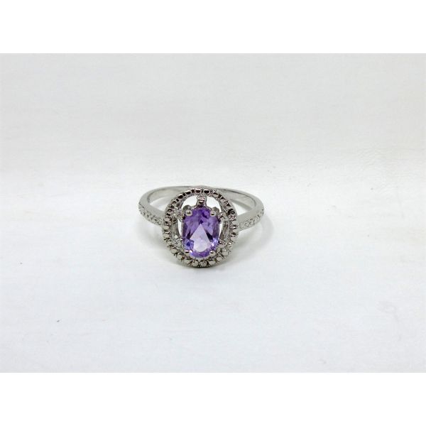 Amethyst & Diamond Sterling Silver Cocktail Ring 