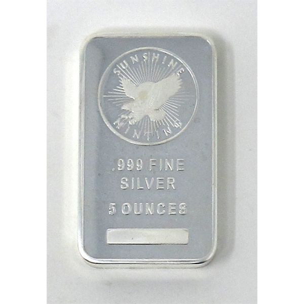 5 Oz .999 Silver Sunshine Minting Bar with Decoder Back