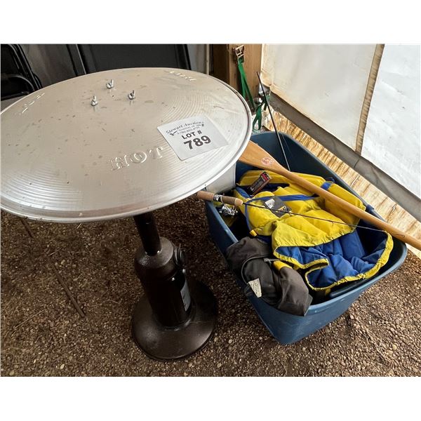 Propane Heater, life jackets, fishing rods etc.