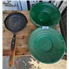 Image 1 : Two Gold Panning Pans And One Cast Iron Skillet