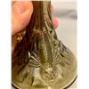 Image 7 : "Flying Fish" Oil lamp in Olive Green and clear glass chimney.