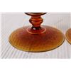 Image 2 : (2) Orange Etched Glass Candle Holders