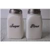 Image 2 : McKee Milk Glass Art Deco Salt and Pepper Shakers