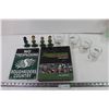 Image 1 : Set of (4) Roughrider Wisers Glasses - 100 Years of Pride- + (4) Riders Bobbleheads Suitor?Aldag/Elg