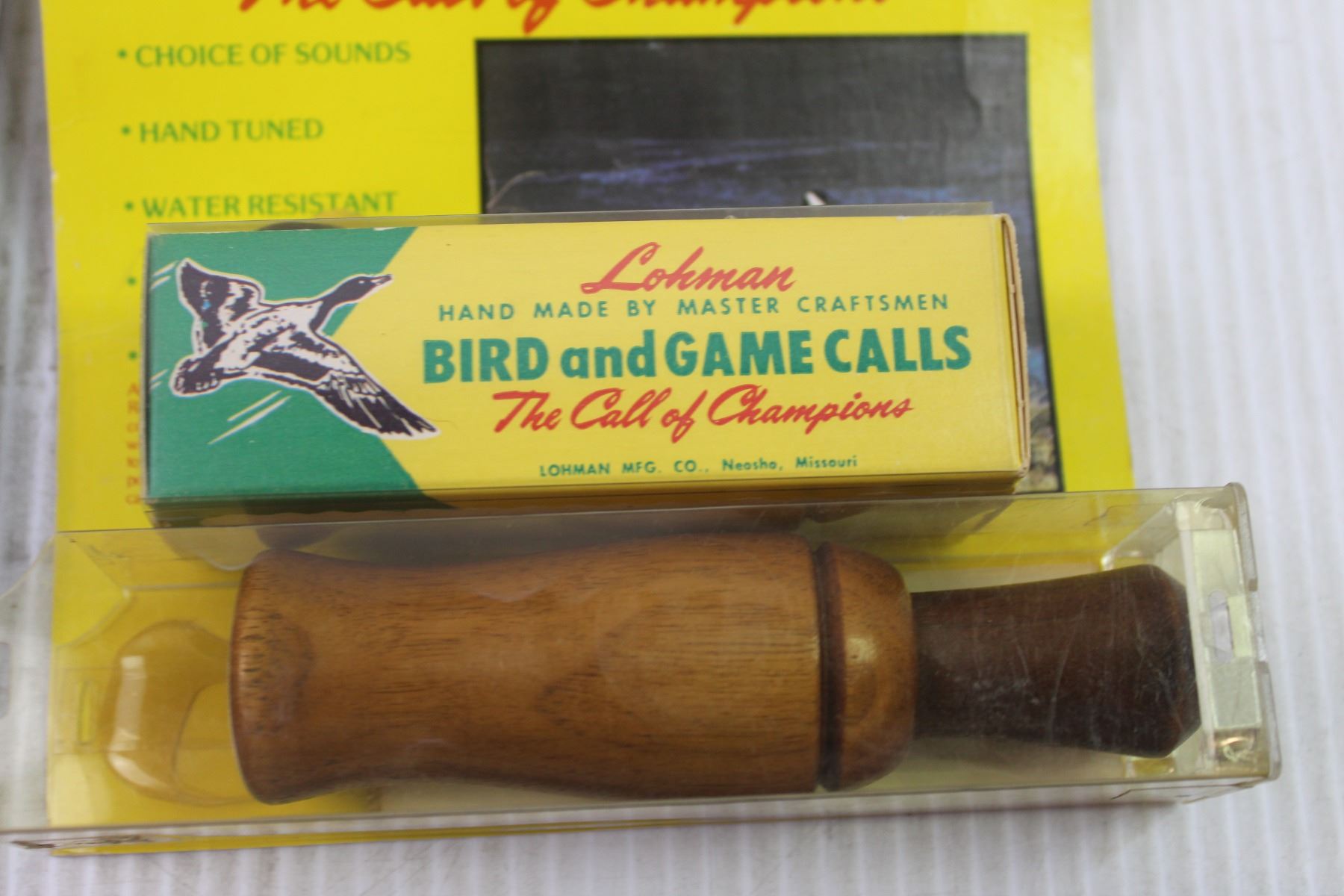 Lohman Rattle Box Vintage Lohman Goose Call in Original Package + Vintage Lohman Predator ...