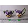 Image 1 : Royal Bayreuth Pansy Creamer and Sugar (Missing Lid)