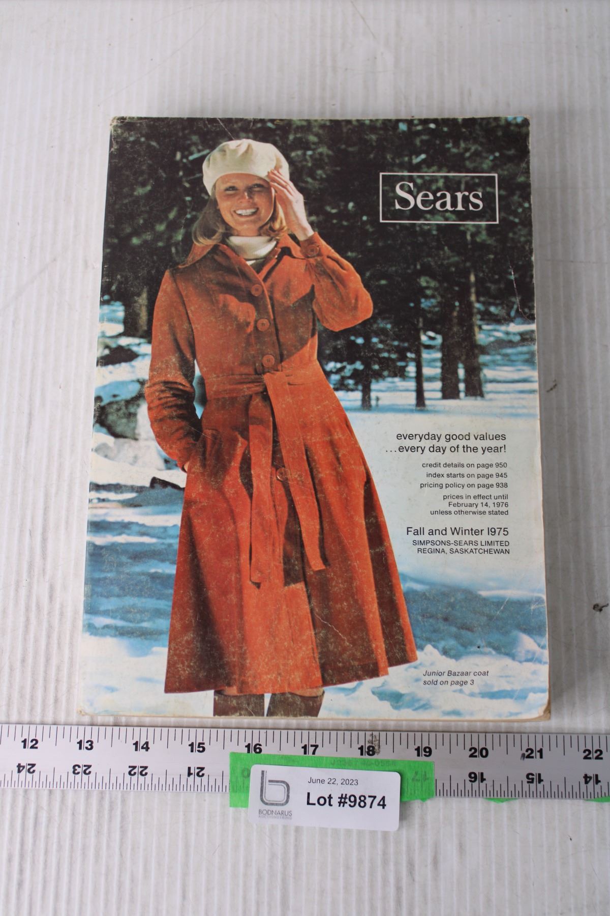Vintage 1975 Sears Fall and Winter Catalogue Bodnarus Auctioneering