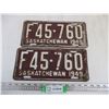 Image 1 : Pair of 1949 Saskatchewan License Plates