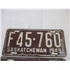Image 2 : Pair of 1949 Saskatchewan License Plates