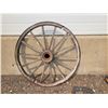 Image 1 : Vintage Wooden Wagon Wheel (49" diam. -Some Damage)
