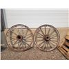 Image 1 : 2X the Bid Price -- (2) Vintage Wooden Wagon Wheels (45" -Some Damage)