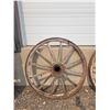 Image 2 : 2X the Bid Price -- (2) Vintage Wooden Wagon Wheels (45" -Some Damage)