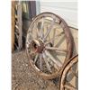 Image 4 : 2X the Bid Price -- (2) Vintage Wooden Wagon Wheels (45" -Some Damage)