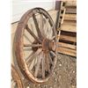 Image 5 : 2X the Bid Price -- (2) Vintage Wooden Wagon Wheels (45" -Some Damage)
