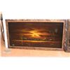 Image 2 : *(2) Framed Velvet Paintings - 26" x 49" (Some Damage)