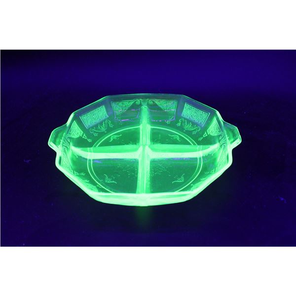 Uranium Glass Divided Plate