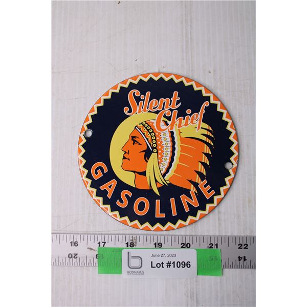 Silent Chief Gasoline Porcelain Fantasy Sign - 6"