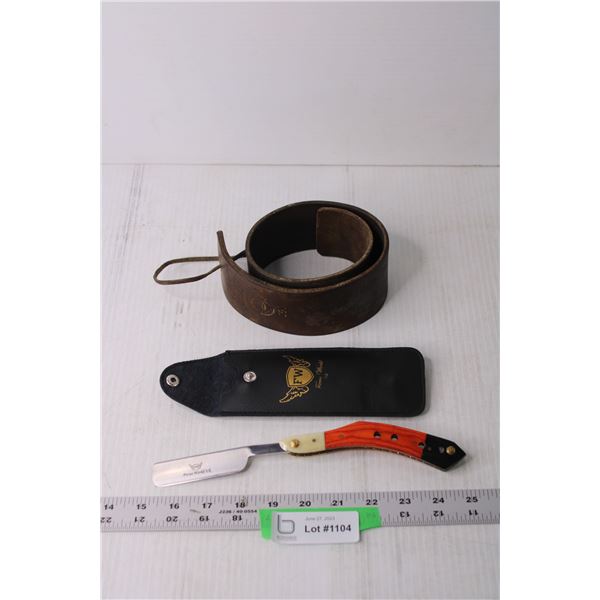 Vintage Leather Strope and Straight Razor