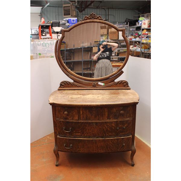 *Vintage Three Drawer Dresser with Mirror - 42 1/2" x 23 1/2" x 68"
