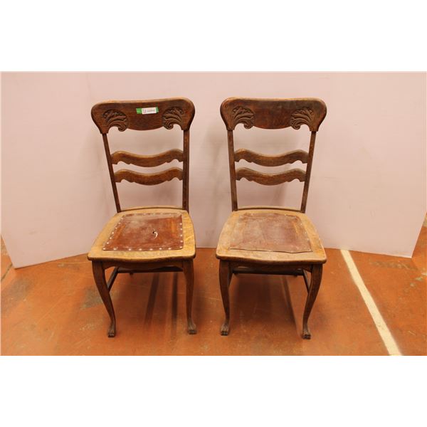 *(2) Vintage Wooden Chairs (Damaged)