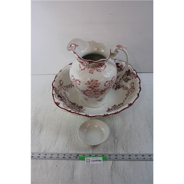 Porcelain Wash Basin, Pitcher and Soap Dish