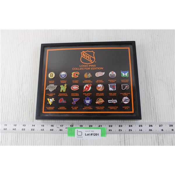 Framed Collection of NHL Logo Pins - 8 1/2" x 10 1/2"