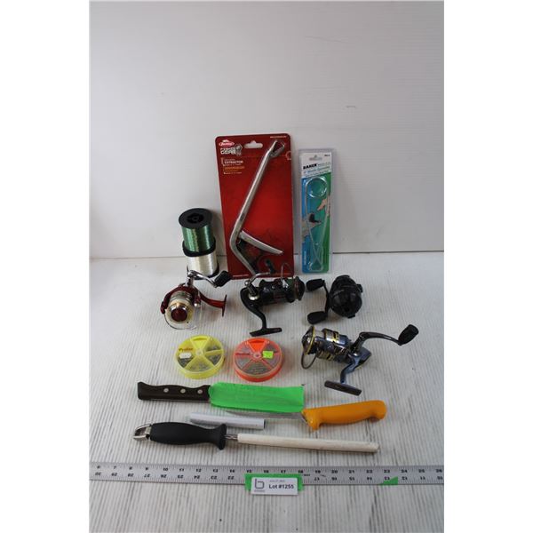 Assorted Fishing Reels and Tools