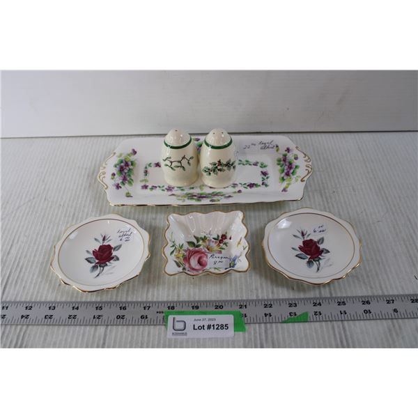 Salt and Pepper Shakers and Trinket Trays - Paragon, Royal Albert