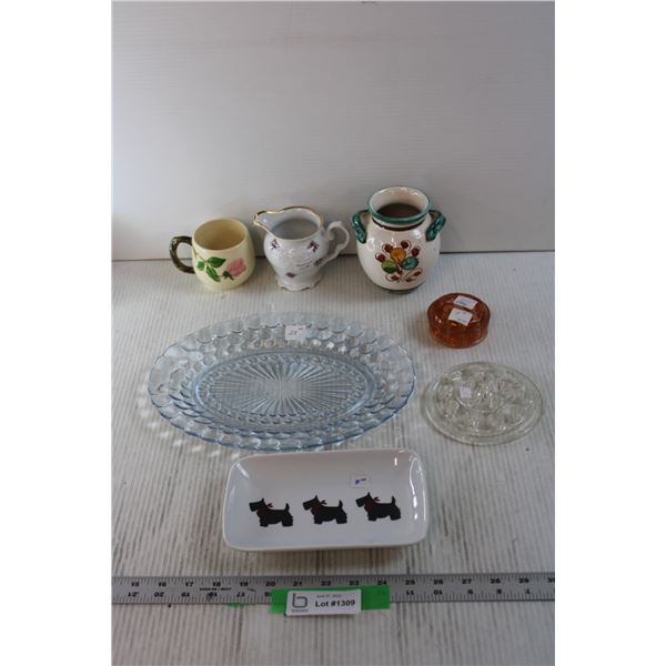 Assorted Ceramic and Glass Dishes - Mug, Creamer