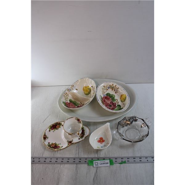 Assorted Dishes - Serving Tray, Tea Cup and Saucer, Divided Bowl