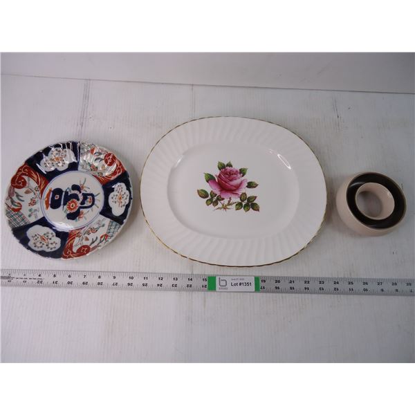 Carlton Rose Platter, Plate, Pottery Circular Bud Vase