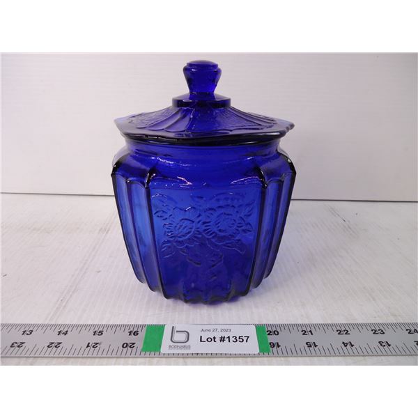 Cobalt Blue Glass Cookie/Biscuit Jar