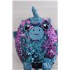 Image 2 : Shimmeez Plush Yaffa Unicorn Blue/Pink Reversible Sequence Changes Color