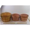 Image 1 : Vintage Fruit Basket 1' High 18 Diameter+ (2) Pink Fruit Basket 9" High 14" Diameter