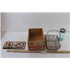 Image 1 : Small Fruit Box + Metal Basket + Glass Jar + Saskatchewan License Plate