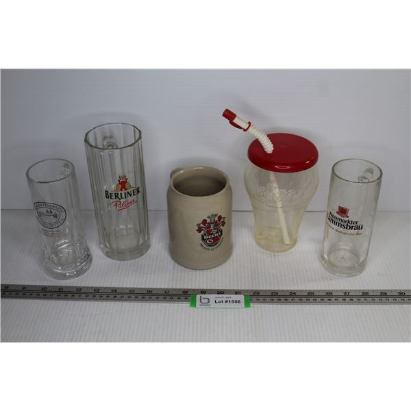 Stein - Plastic Coca-Cola Cup - (3) Glasses w/Handles