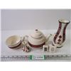 Image 1 : (5) Ukrainian Decorated Items-Teapot, Cup, Vase, Toothpick Holder