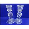 Image 2 : Pair of Crystal Candle Holders and (2) Small Trays