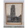 Image 1 : Vintage signed Etching of St Lawrence Church  Rotterdam ( 12 1/2" x 17")