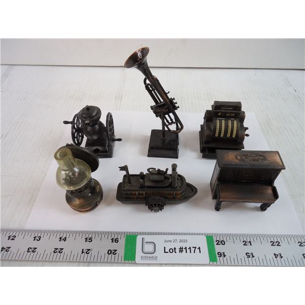 (6) Ornamental Metal Pencil Sharpeners