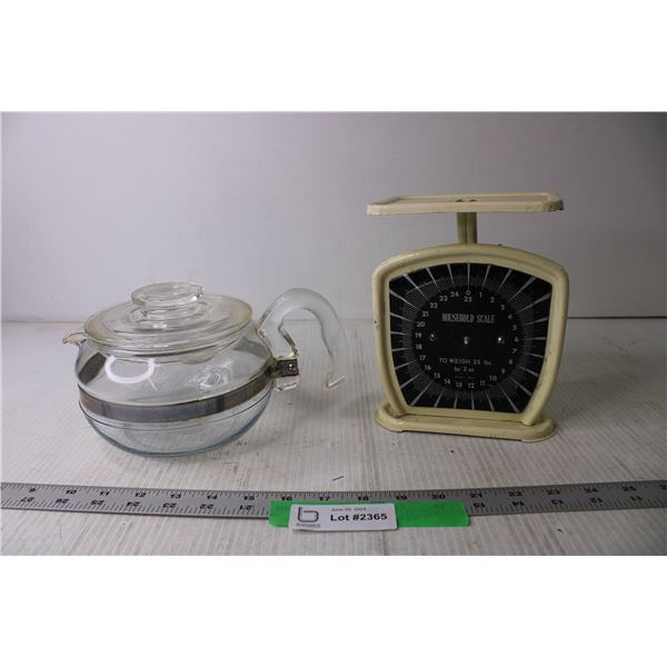 Kitchen Scale and Pyrex Coffee Pot